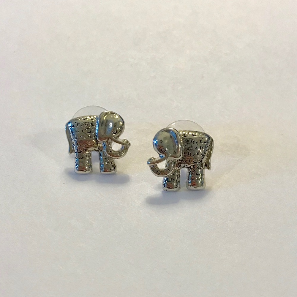 Silver Elephant Studs